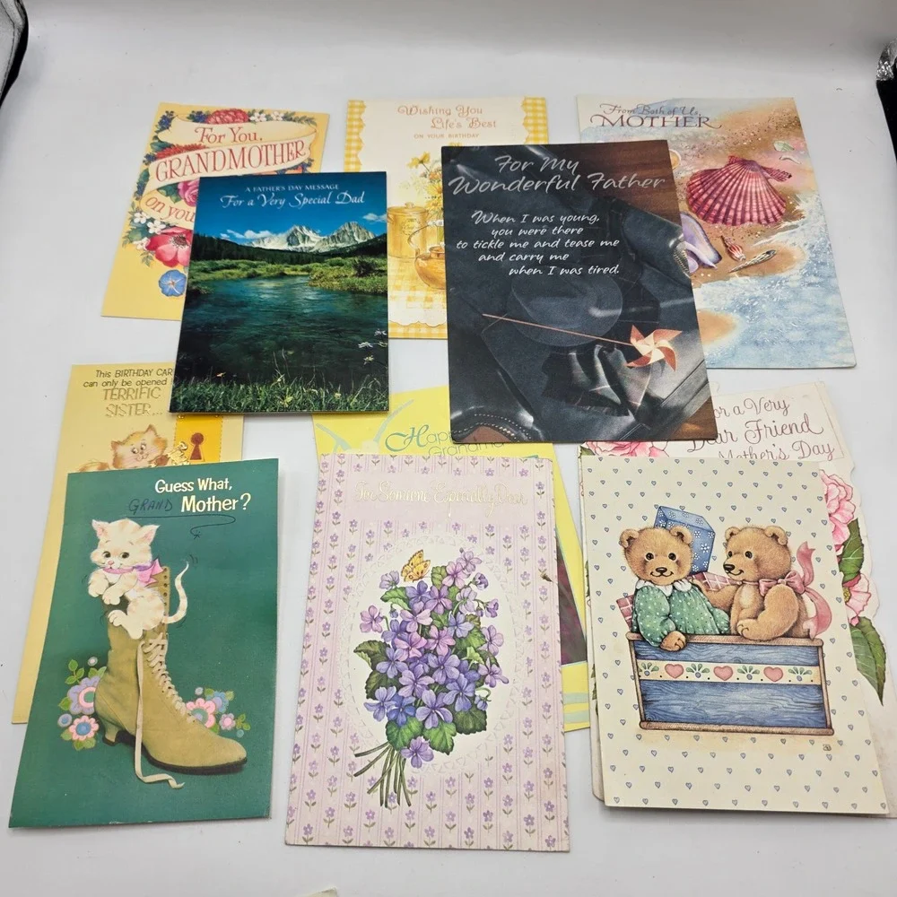 Vintage‎ Greeting Card Lot Mixed Occasions Floral Animal Ephemera Junk Journal